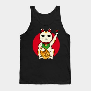 Cat lucky finger heart Tank Top